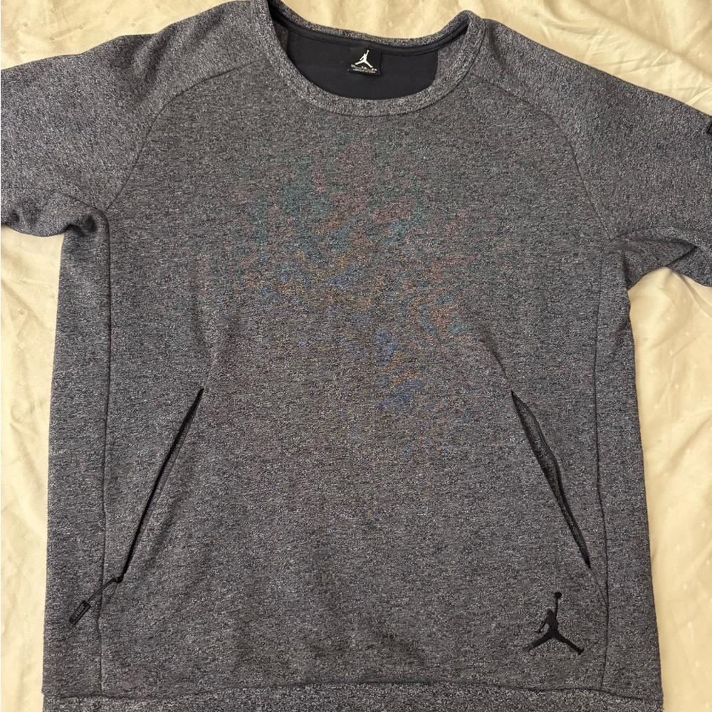 Nike Air Jordan 802181 010 ICON Fleece Retro Men's Sweatshirt Grey Size XL